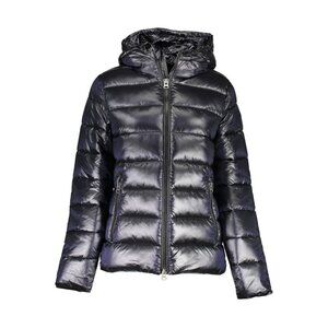 NWT North Sails Polyamide Black w/blue undertones Puffer Jacket w/ Hood Size L